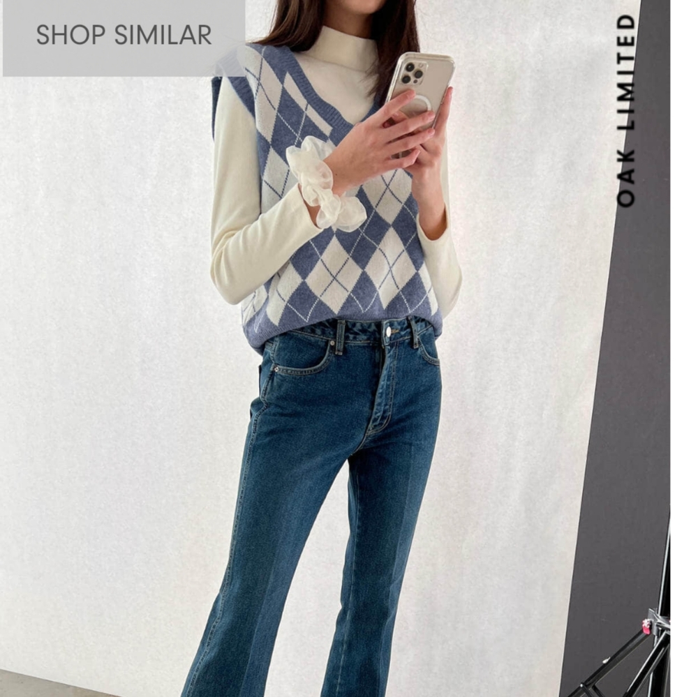 OAK+FORT Cropped Argyle Sweater Vest